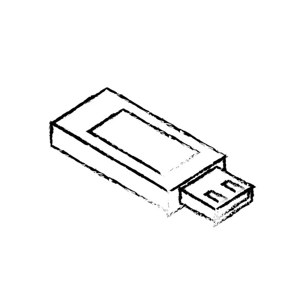 Ligne Données Mémoire Usb Pour Enregistrer Illustration Vectorielle Des Documents — Image vectorielle