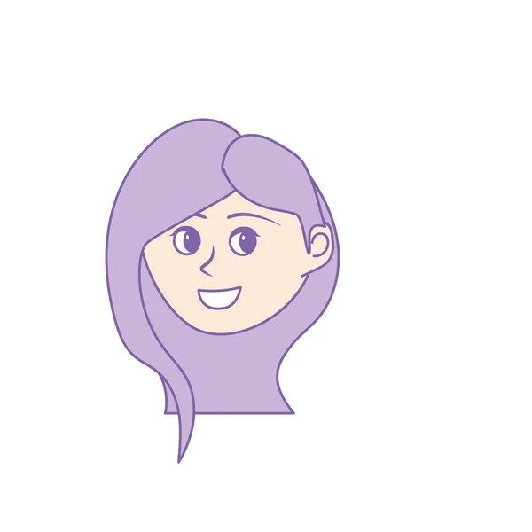 Avatar Glückliche Frau Gesicht Mit Frisur Design Vektor Illustration — Stockvektor
