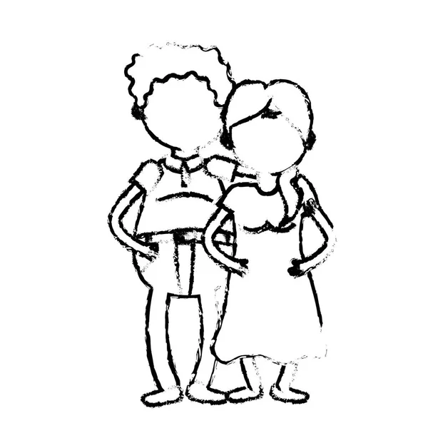 Figure Vieux Couple Avec Dessin Coiffure Illustration Vectorielle — Image vectorielle