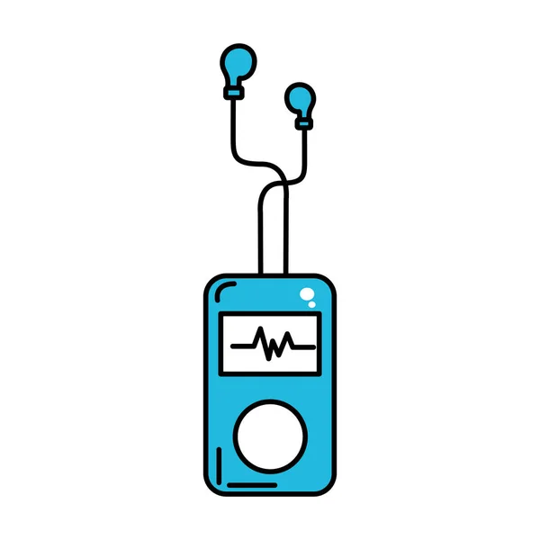 Mp3 Player Rhythm Cardiac Headphones Vector Illustration — Stock Vector