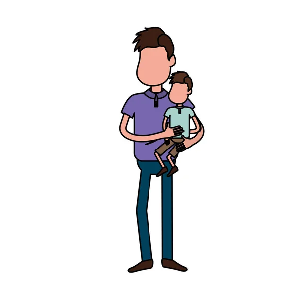 Beau Père Portant Son Fils Dans Les Mains Illustration Vectorielle — Image vectorielle