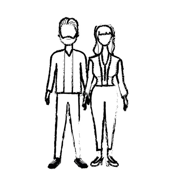 Figura Bonita Pareja Con Peinado Desgaste Elegante Vector Ilustración — Archivo Imágenes Vectoriales