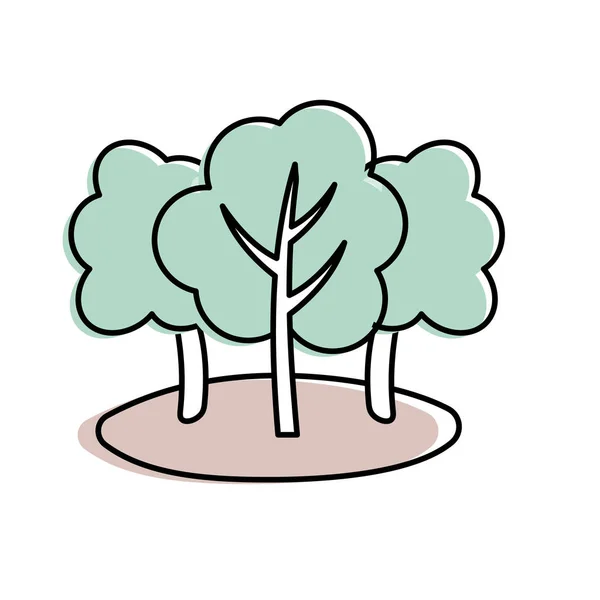 Přírodní Stromy Větvemi Ekologie Péče Vektorové Ilustrace — Stockový vektor