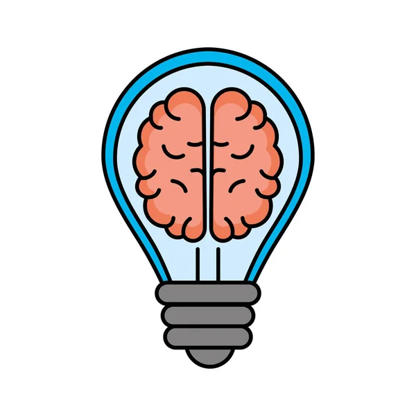 Creative Žárovka Mozku Uvnitř Bílém Pozadí Vektorové Ilustrace — Stockový vektor