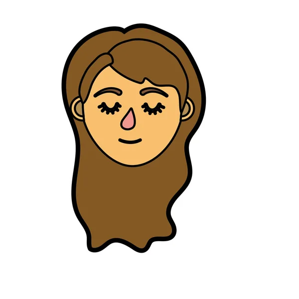 Woman Head Closed Eyes Hairstyle Vector Illustration — Stockový vektor