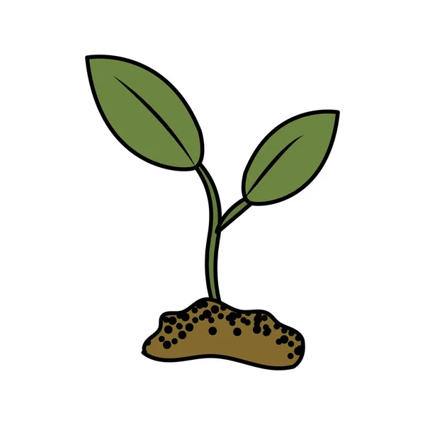 Plante Écologique Mignonne Avec Terre Dessin Vectoriel Illustration — Image vectorielle