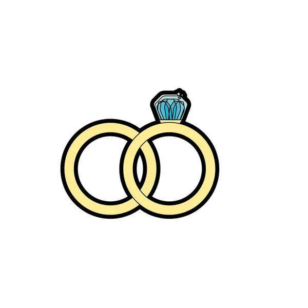 Esküvő Gyűrű Szimbolikus Szeretet Vektoros Illusztráció — Stock Vector