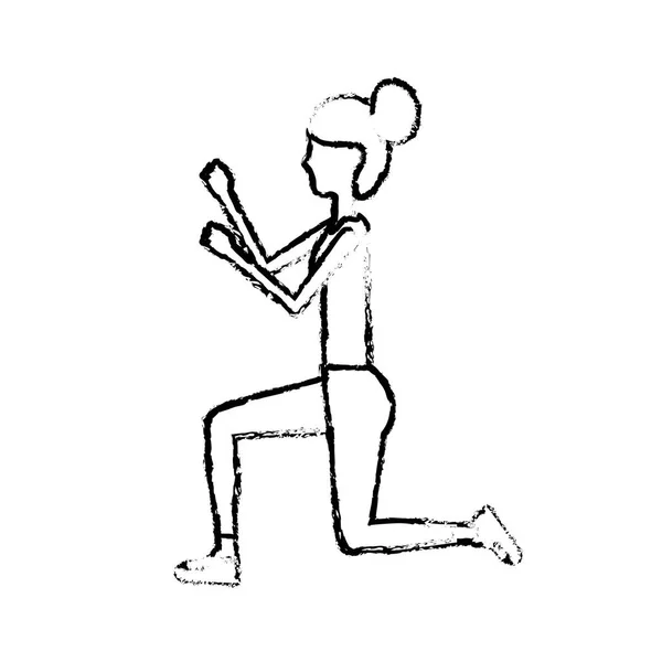 Рисунок Здоровой Женщины Делать Упражнения Векторные Иллюстрации Дизайн — стоковый вектор