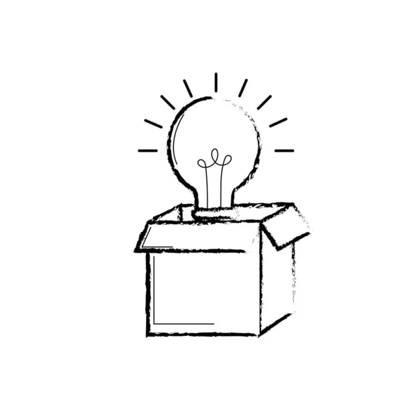 Σχήμα Ανοικτό Κουτί Ηλεκτρική Λάμπα Φωτός Διανυσματικά Εικονογράφηση — Διανυσματικό Αρχείο