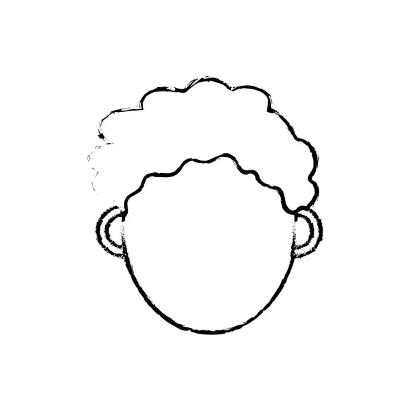Figura Hombre Cabeza Con Los Ojos Cerrados Peinado Vector Ilustración — Vector de stock