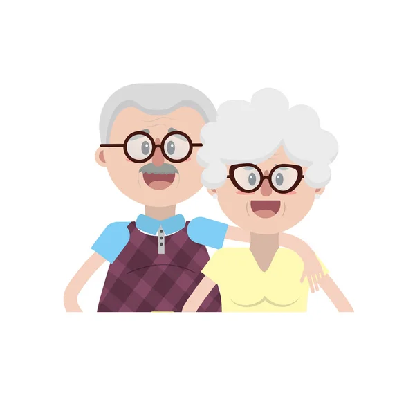 Pareja Edad Con Peinado Gafas Vector Ilustración — Vector de stock