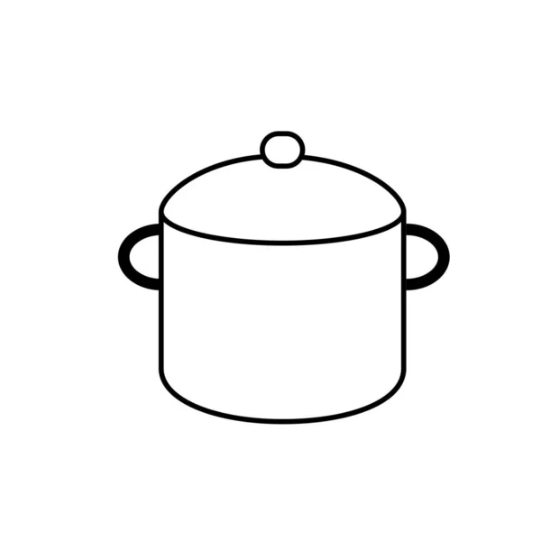 Γραμμή Λέβητα Τηγάνι Κουζίνα Σκεύη Αντικειμένου Εικονογράφηση Διάνυσμα Κουζίνα — Διανυσματικό Αρχείο