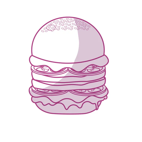 Silhouette Délicieux Hamburger Repas Restauration Rapide Illustration Vectorielle — Image vectorielle