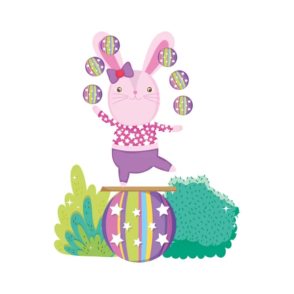 Cute Circus Rabbit Balloon Vector Illustration Design — Stock Vector