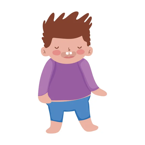 Little Chubby Boy Character Vector Illustration Design — Stock Vector