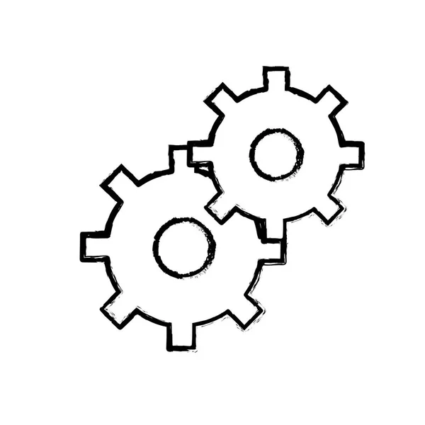 Contour Engrenages Symbole Processus Industrie Illustration Vectorielle — Image vectorielle