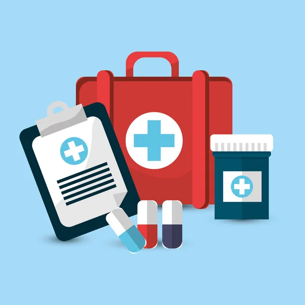 Krankenhaus Medizin Werkzeuge Symbolbild Vektor Illustration Design — Stockvektor