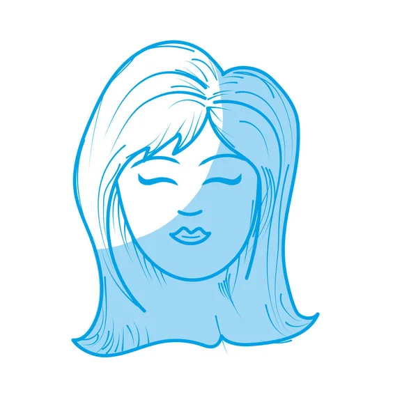 Silhouette Femme Mignonne Visage Avec Coiffure Illustration Vectorielle — Image vectorielle