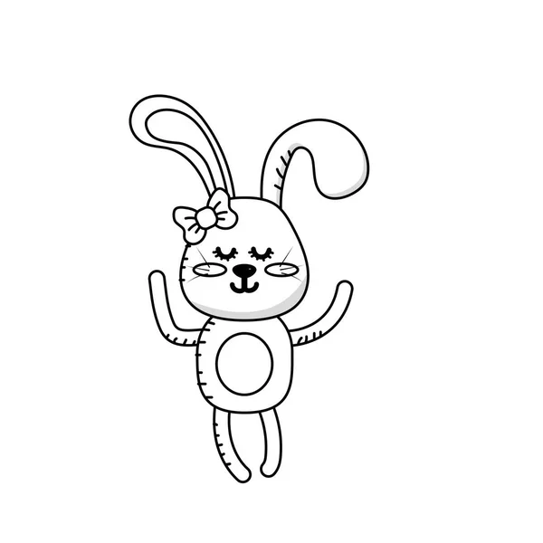 Linie Niedlich Kaninchen Mädchen Wild Tier Charakter Vektor Illustration — Stockvektor