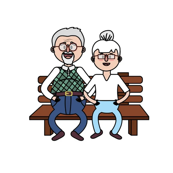 Saç Modeli Vektör Çizim Ile Sandalyede Yaşlı Çift — Stok Vektör
