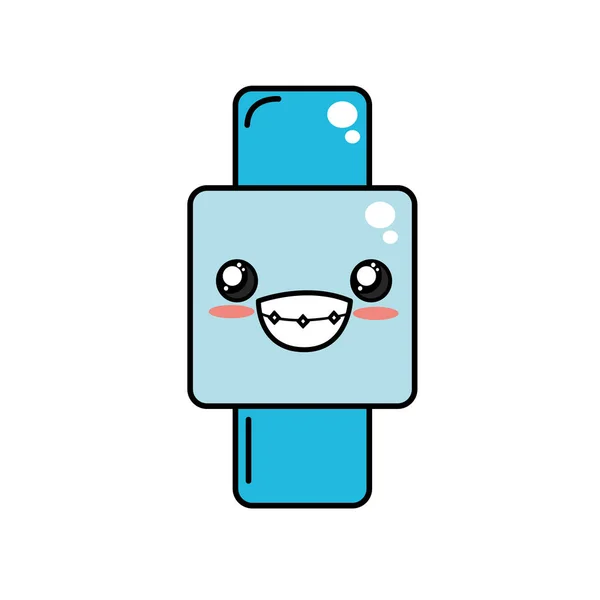 Kawaii Cute Happy Smartwatch Technology Vector Illustration — Stockvector