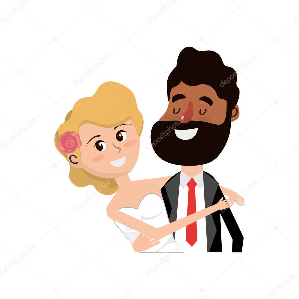 happy couple together and romantic celebration vector illustration