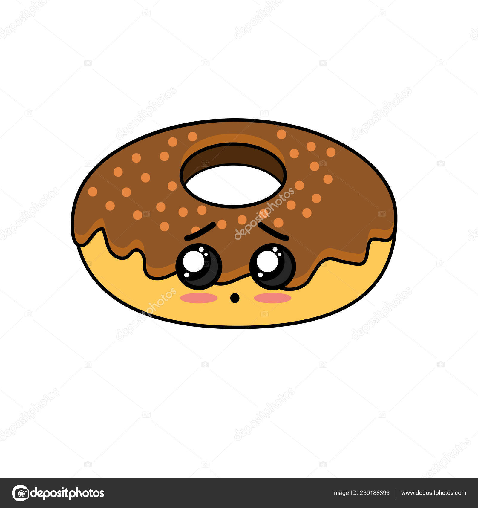 Niedlich Kawaii Donut Traurig Ausdruck Vektor Illustration Stock-Vektorbild  von ©stockgiu 239188396, image size:1600x1700