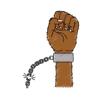 güzel eller yumruk kadar metalik zinciri, vektör çizim ile