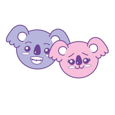 şirin çift vahşi hayvan güzel ifade vektör çizim ile