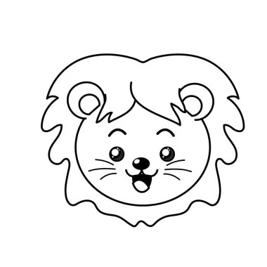 satır sevimli vahşi hayvan yüz ifade vektör çizim ile