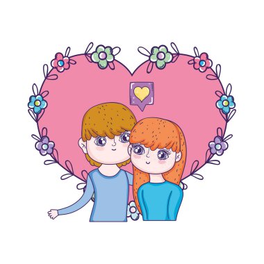 Sevgililer günü tebrik kartı ile hoş bir çift. Vektör çizim