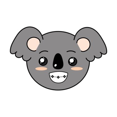 sevimli vahşi hayvan yüz ifade vektör çizim ile