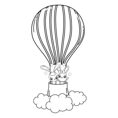 Sevgililer günü tebrik kartı sevimli tavşan ile. Vektör çizim