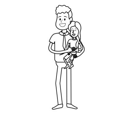 satır güzel baba kızını elinde vektör çizim taşıma