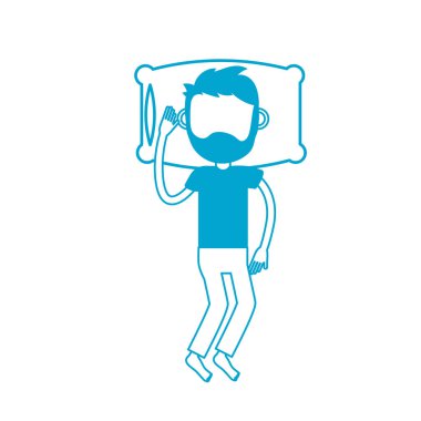 saç siluet adamla uyku vektör çizim tasarım