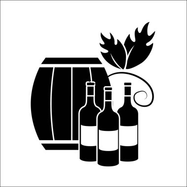 varil ve şişe şarap simge stok, vektör çizim tasarım görüntü