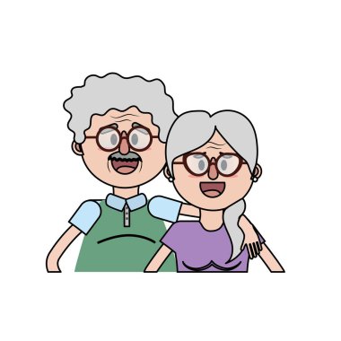 saç modeli ve gözlük vektör çizim ile yaşlı çift