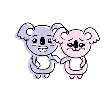 şirin çift koala vahşi hayvan güzel ifade vektör çizim ile