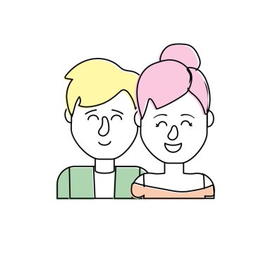 güzel bir saç modeli tasarımı ile çift illüstrasyon vektör