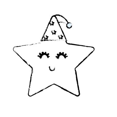 Şekil güzel yıldız uyku şapka tasarım vektör çizim ile parlak