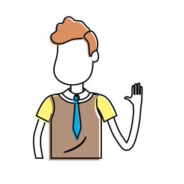 elinizi kaldırın ve güzel giyim, vektör çizim ile şirin adam