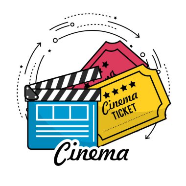 Klaket sinema biletleri sahne, vektör çizim ile