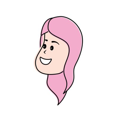 Avatar kadın yüz saç modeli tasarım vektör illusration ile