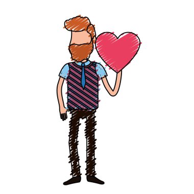 adam elini ve sevimli giyim, vektör çizim iyi kalpli