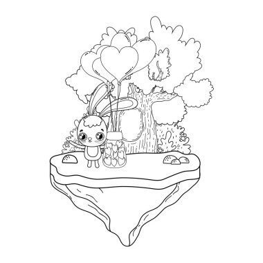 Sevgililer günü tebrik kartı sevimli tavşan ile. Vektör çizim