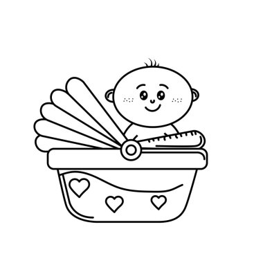 vektör çizim içinde satır güvenlik seatwith bebek çocuk