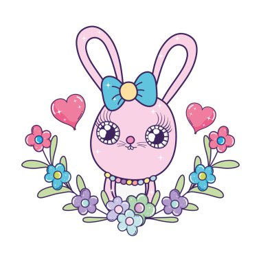 Sevgililer günü tebrik kartı sevimli tavşan ile. Vektör çizim