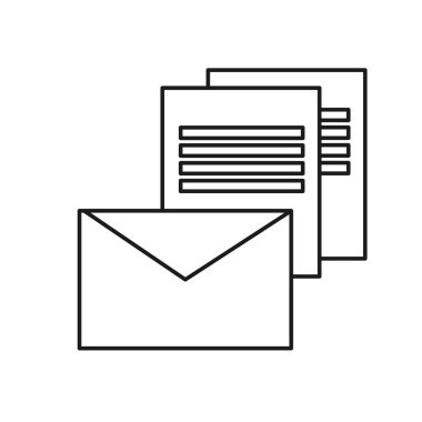 Şekil elektronik ileti online mektup simgesi, vektör çizim