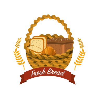 lezzetli değişik ekmek sepeti, vektör çizim içinde
