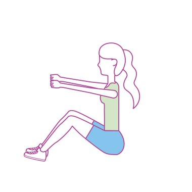 sağlıklı kadın egzersiz vektör illüstrasyon tasarımı yapıyor